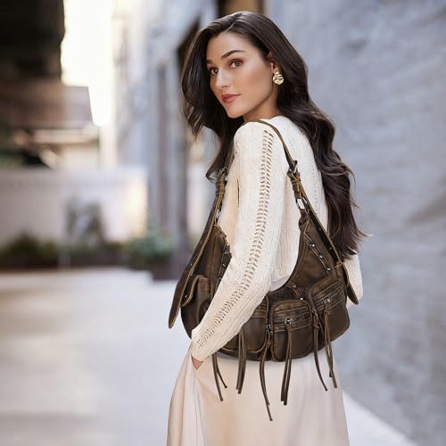 Image of Angel Kiss Hobo Bags Purse for Women Y2K Shoulder Bag Multi Pockets Designer Satchel Studded Handbags with Strap
