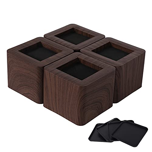 Image of Wooden Leg Support Block for Mandir | Lift Block | Single Piece | Walnut Finish
