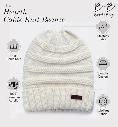 Brook + Bay Slouchy Beanie, Women's Winter Hats, Oversized Knitted Hats for Cold Weather