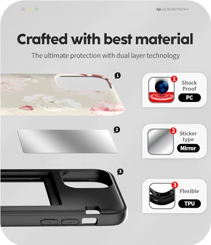 Goospery IP12P-MDB-FLR2 For Iphone 12/12 Pro (2020) 6.1-Inch Card Holder Wallet Case, Protective Dual Layer Bumper Phone Back Cover With Hidden Mirror thumb #3