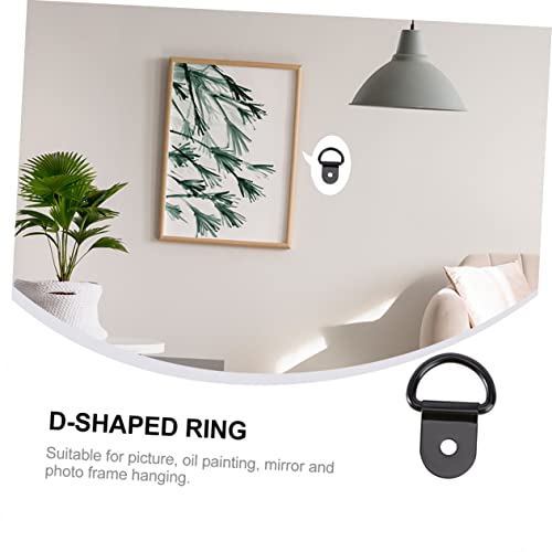Image of 60pcs D- Buckle Photo Frame Hooks Black Hanging Hardware for Art Mirrors and Photos Sturdy Material for Wall Mounting