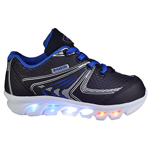 Tênis De Led Luzinha Infantil Menino Ortokids 002 Gênero:Menino;Tamanho:28;Cor:Cinza/Azul