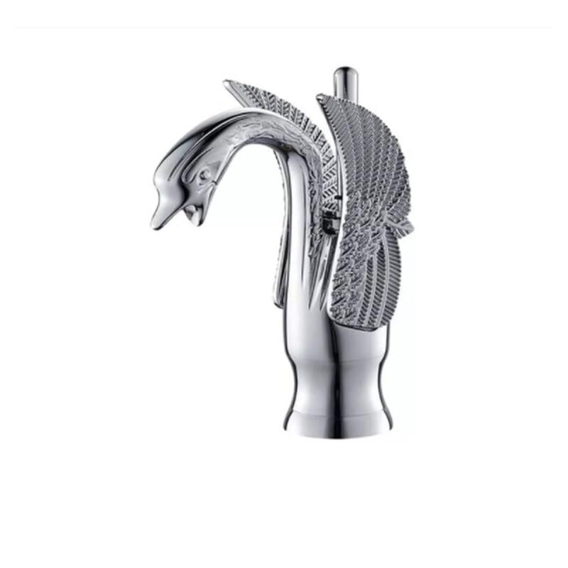Robinet de bassin design cygne chromé avec mitigeur évier haute résistance