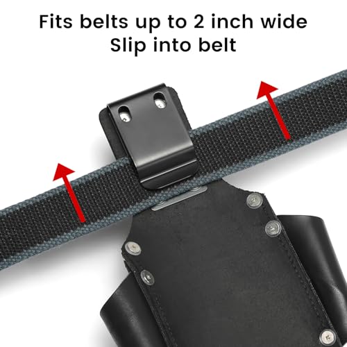 Image of Hammer Holder,Hammer Holder for Belt,Tool Holder Pliers Holster Knife Holster, Hammer Holster Made with Genuine Leather and Heavy-Duty Steel,for Construction Electrician Carpentry Garden Pruning.