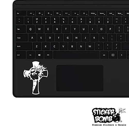 Jesus On The Cross Decal Bumper Sticker - Sticker Bomb Vinyl Decal For Car Truck, Computer, Anywhere! Premium 6 Year Outdoor Vinyl (White, 2) #TOP4