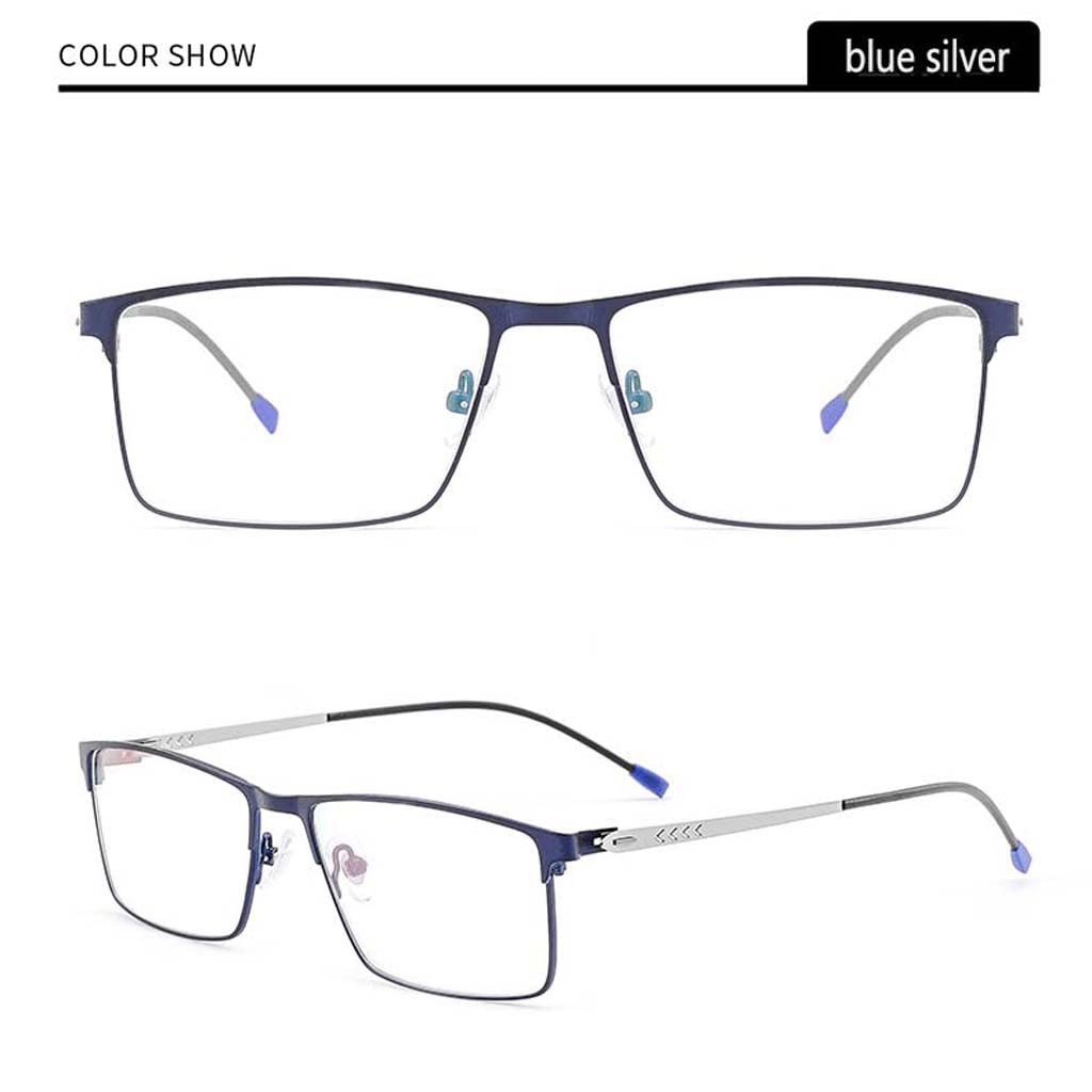 Herren-Lesebrille mit kleinem Rahmen, Anti-Blaulicht-Lesebrille, rechteckige optische Brille aus Metall, Lese-Molekularlinsen