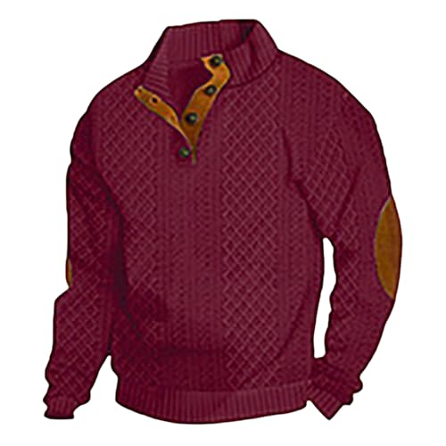 Dudlle Men's Cashmere Sweaters, Men Casual Long Sleeve 1/4 Button Pullover Sweater