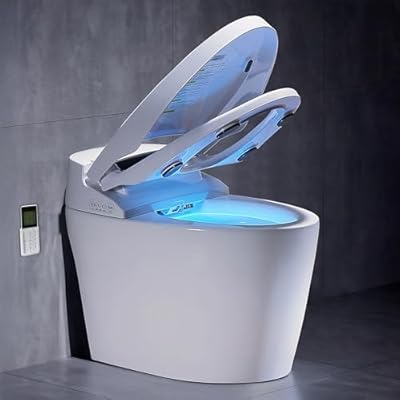 Smart Toilet with Built-In Bidet, Auto Open/Close Lid, Heated Seat, Auto Flush, Instant Warm Water Sprayer and Dryer, Foot Sensor Tankless Bidet Toliet Deodorization