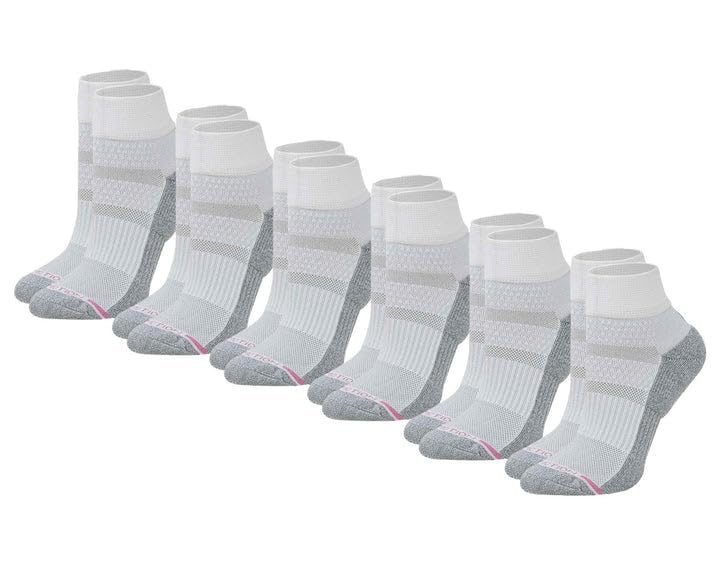 Image of Dr. Motion Compression Quarter Socks For Women With Enhanced Cushion And Breathable Arch Support 6 Pairs