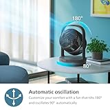 Philips Oscillating Table Fan Series 3000. Powerful & Ultra-Quiet with SilentWings Technology. 23 dB. Air Circulator. Adjustable Tilt 180°. 12h timer. For Bedroom, Home and Office. Black (CX3050/01) - Image 7