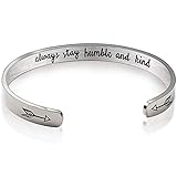 Jude Jewelers 6mm Width Stainless Steel Inspirational Encouragement Graduation School Open Cuff Bangle Bracelet (Always Stay Humble and Kind)
