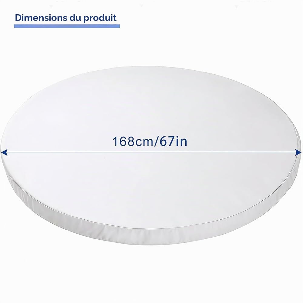 MICTONY Housse de Coussin de Rechange pour lit de Jour d'extérieur de 167,6 cm avec Bande élastique, Housse de Coussin de lit Rond d'extérieur Uniquement (lit de Jour Non Inclus) (Blanc)