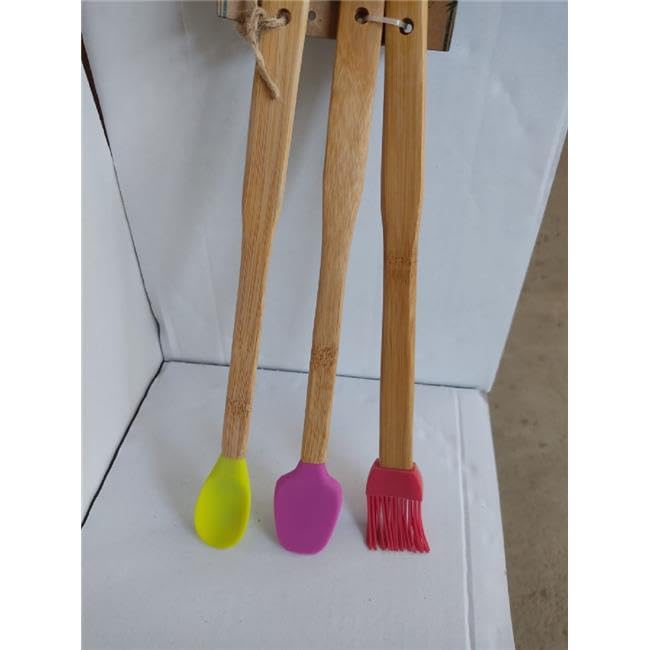 Qullex 3'lü Spatula Seti,Ahşap Saplı Silikon Spatula Seti