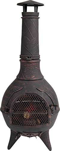 Classic Design Outdoor Portable Cast Iron Wood Chimney with Spark Screen Included (Materials: Cast Iron) (Brown)