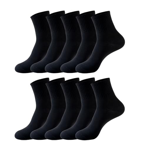 10-Pair Pack Athletic Crew Socks for Men, Soft and Breathable Mid-calf Socks Men (Black 9000)