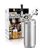 Hgkeke128OZ Mini Keg Growler,Stainless Steel Beer Keg Tap System Portable Draft Beer Dispenser to Keep Fresh and 55PSI CO2 Pressure Growler Carbonation, Beer Tap System for Homebrew, Camping(Silvery)