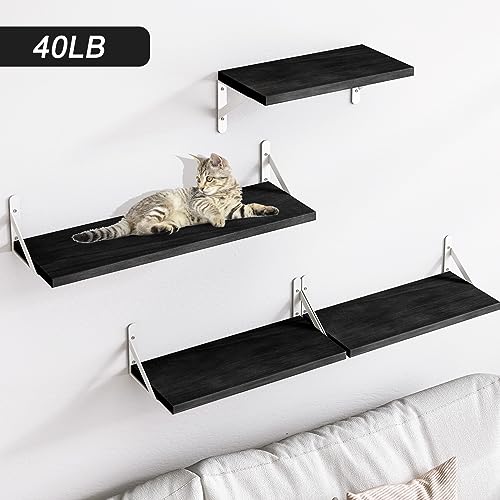 Image of YGEOMER Floating Shelves for Wall, Different Sizes Black Wall Shelves for Living Room, Bathroom, Bedroom, Kitchen, Home Decor (Set of 4)