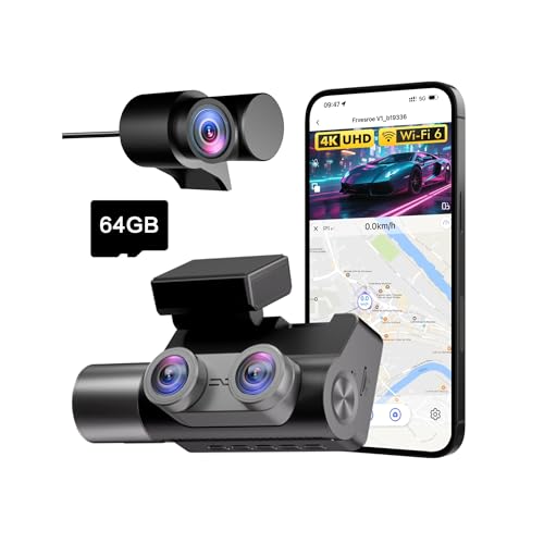 Frvesroe Dash Cam Auto 3 Canali, 4K UHD Anteriore +