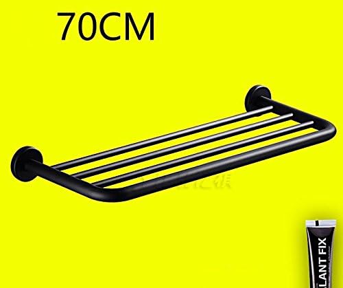 KIEYY 304 Stainless Steel Scandinavian Towel Rack, Bathroom Rack, Bath Towel Rack, Black Bath Towel bar, no Holes,Nail-Free／70cm