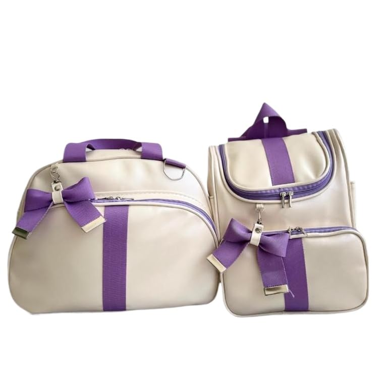 Kit Bolsa Maternidade 2 peças I Mochila Multifunção I Mamãe I Impermeável (Creme c| Lilás)