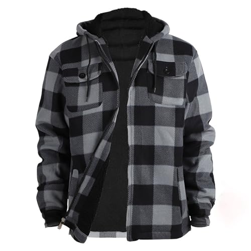 Sweat à capuche contre le froid hivernal pull chaud à carreaux doublé polaire douce