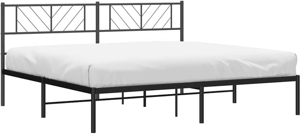 vidaXL Metal Bed Frame Black Powder-Coated Steel Double Metal Bed Frame