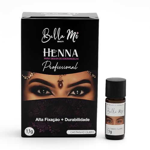 Henna para Sobrancelhas Bella Mi – Definição, Preenchimento e Durabilidade Profissional (Castanho Claro)