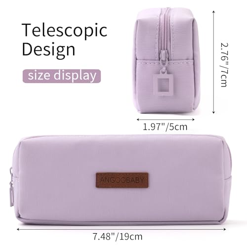ANGOOBABY Small Pencil Case Student Pencil Pouch Coin Pouch Cosmetic Bag Office Stationery Organizer for Teen School-Purple