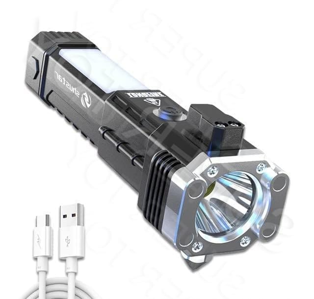 Torch Light,LED 3W Torch Light Rechargeable Torch Flashlight,Long Distance Beam Range Car Rescue Torch with Hammer Window Glass and Seat Belt Cutter Built (B0CTQZXRFD) Amazon Price History, Amazon Price Tracker