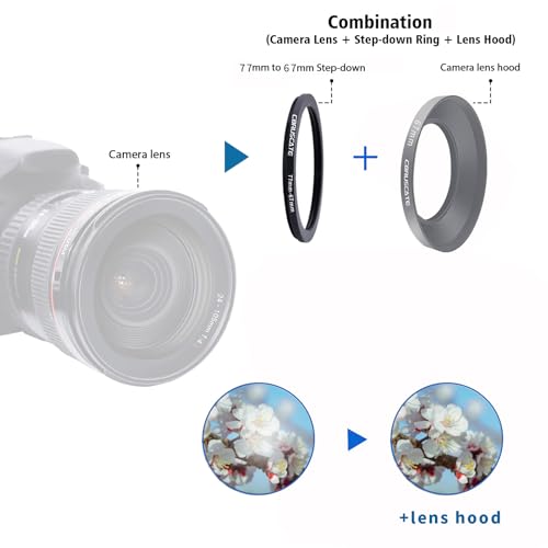 Anillo adaptador de filtro para cámara 77 mm a 67 mm, anillos metálicos adaptadores compatibles con todas las lentes de 77 mm y accesorios de cámara de rosca 67 mm + 1 paño de limpieza para lentes miniatura 6