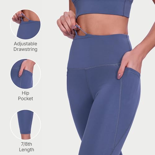 Image of Enamor High Rise 7 /8th Length Adjustable Drawstring Workout Leggings for Women - Hugged Fit, Quick Dry, Antimicrobial - A605