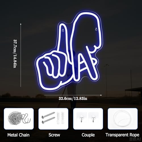 Image of Los Angeles Neon Sign for Garage Wall Decor LA Baseball Gesture Neon Lights for Man Cave Dimmable Baseball Team Logo Led Sign Bedroom Party Birthday Gift for Fans