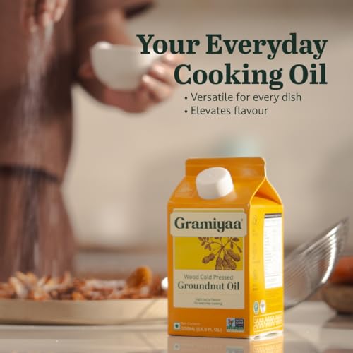Image of Gramiyaa Cold Pressed Groundnut Oil 500 Ml | Traditionally Extracted | Chemical-free, Zero Trans-fat Cooking Oil | Unrefined Oil | Kachi Ghani Peanut oil for Cooking