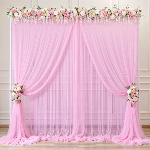 40ft x 10ft White Tulle Backdrop Curtains for Parties Wedding Bridal Shower