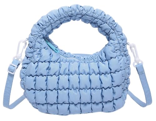 Image of Small Puffer Quilted Shoulder Purse Women 2025 Crossbody Bag Bubble Mini Tote Bag Nylon Handbag Pad Soft Handbag