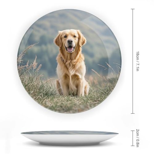 Plato decorativo Golden Retriever Bone China 7 pulgadas miniatura 2