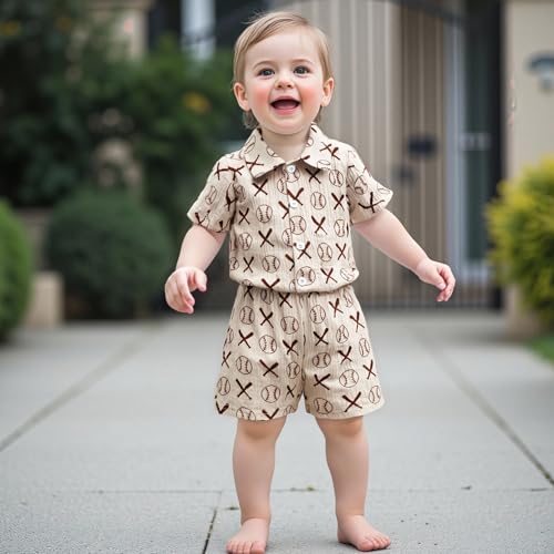 Toddler Baby Boy Clothes Summer Outfits Lapel Collar Vacation Short Sleeves Shirt Tops Shorts 2Pcs Set2