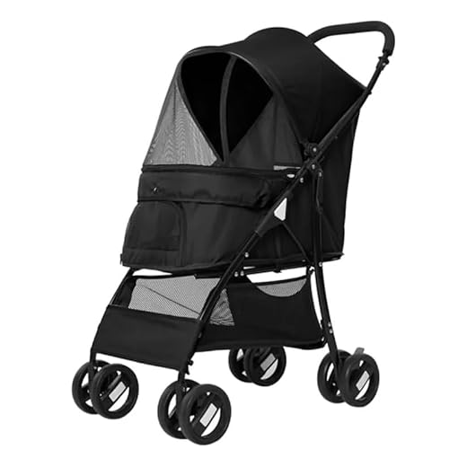 Carrinho de Passeio Carro Pet para Caes, Animal de Estimação, Cachorro, Cão, Gato de Grande Porte até 15 Kg, Com Grande Capacidade de Armazenamento e Freio (Preto)