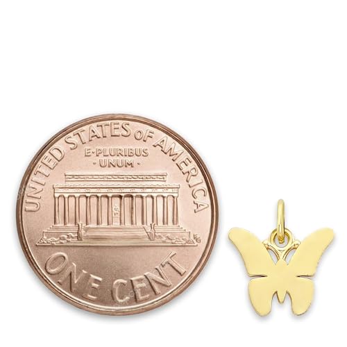 Solid Gold Butterfly Microcharm in 10k or 14k, Dainty Transformation Symbol Charm Symbol with Clasp2