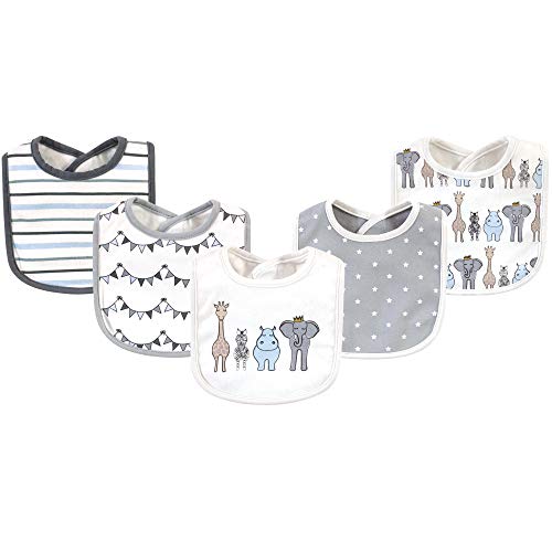 Image of Hudson Baby Unisex Baby Cotton Bibs, Royal Safari, One Size