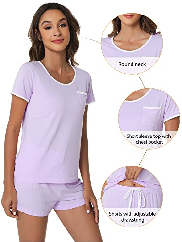 Image of WiWi Viscose from Bamboo Pajamas Set for Women Super Soft Short Sleeve Cooling Summer Plus Size Pjs Sets Sleepwear S-4X