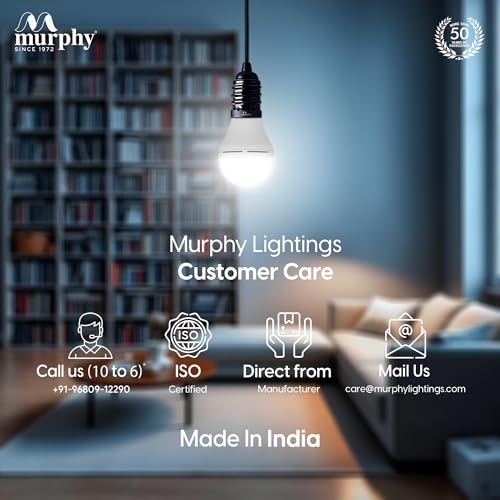 Image of Murphy 9W Inverter Bulb with 3M Battery Operated String Light Combo Pack for Home, Cool Daylight, Base B22, with 1.5 Year Warranty, Pack of 3