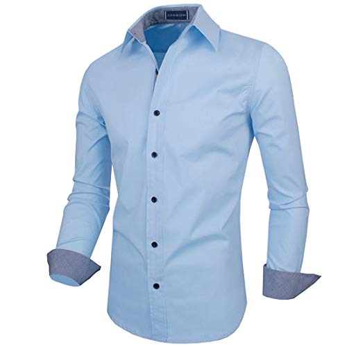 Image of Zombom Men's Solid Cotton Blend Regular Fit Full Sleeve Collared Neck Casual Shirt for Men