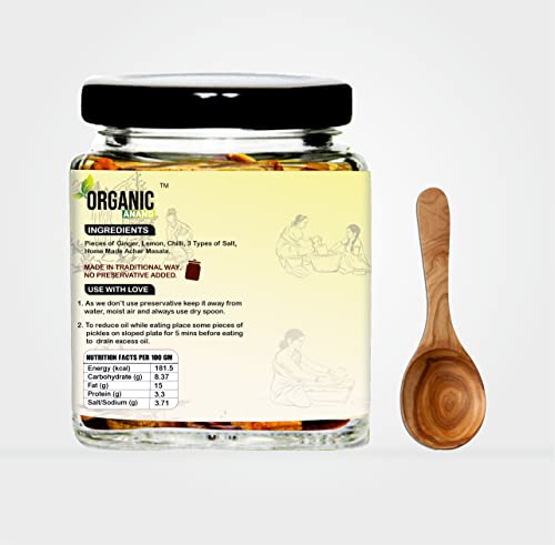 Image of Organic Anand Homemade Ginger Lemon Green Chilli Mix Pickles 250gram Khatta Mix Ghar ka Achaar, Flavourful, Delicious, Traditional Taste