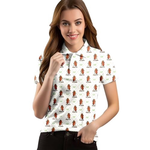 Hotdog Funny Golf Shirts for Women Short Sleeve Quick Dry Tennis Shirts Athletic Tops for Yoga Tennis