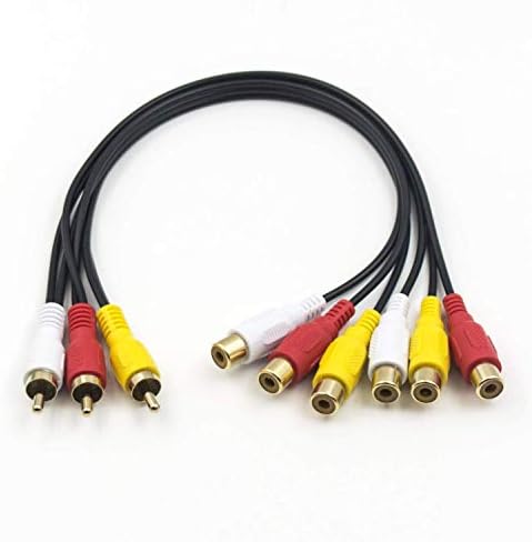 Duttek RCA Splitter Cable, AV Splitter 3 RCA Male Jack to 6 RCA Female Plug RCA Y Splitter Extension Audio Video AV Adapter Cable 30cm/11.8 Inch