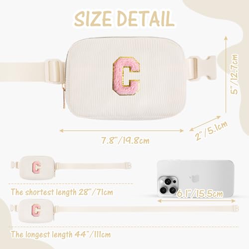 Image of Gitus Gifts for Teen Girls 10-12 12-14 14-16 16-18 Birthday Gifts for Girls Women Sister Teacher Initial Belt Bag Fanny Pack Crossbody Bags for Teen Girl Gifts Trendy Stuff Travel Essentials (Ivory-C)