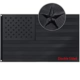 DZSM All Black American Flags 3x5 Ft,Solid USA Flag Double Sided with Embroidered Stars,Fade Proof...