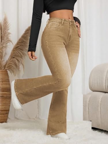 Image of Ben Martin Women's High Waist Jeans || Flared Bell Bottom Bootcut Pants || Wide Leg Stretch Denim - Perfect for Travel, Party & Everyday Use - Sizes 26-40 (2)