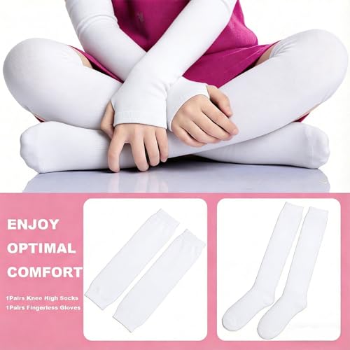 Image of Black and White Striped Arm Leg Warmers Sleeves Set Rainbow Socks Knee High Fingerless Gloves Hand Thigh Warm